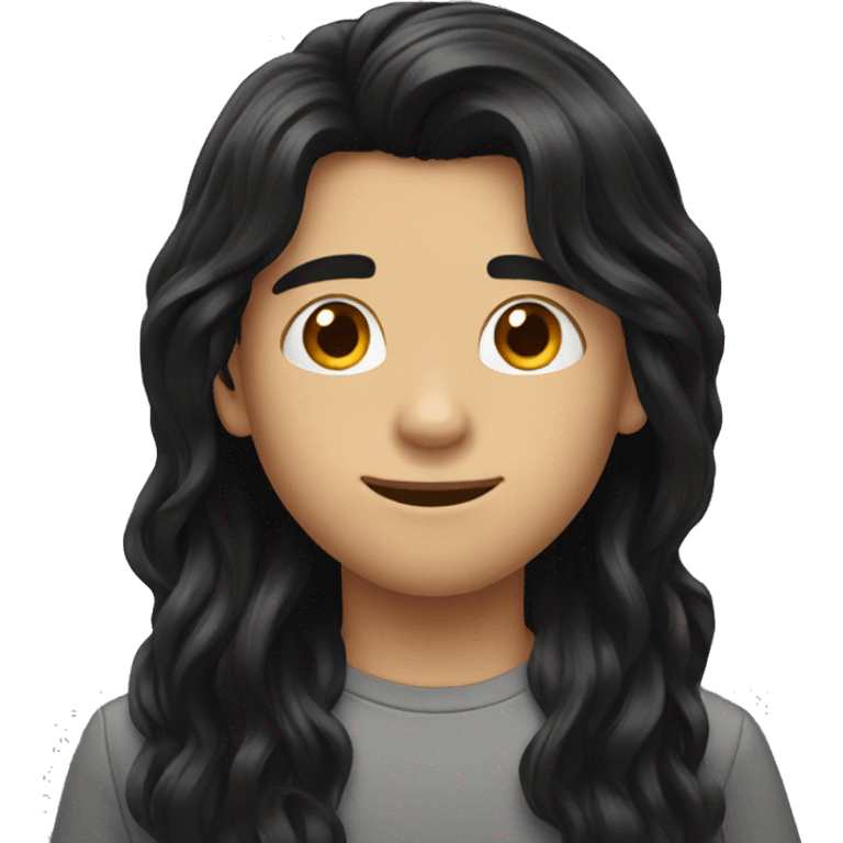 Long black hair boy emoji