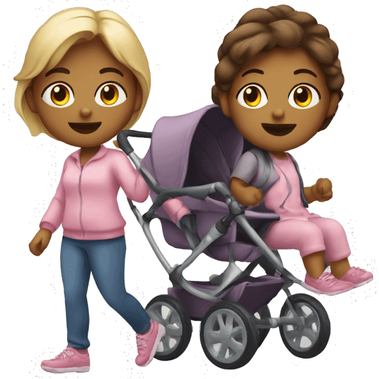 Girl pushing a double stroller emoji