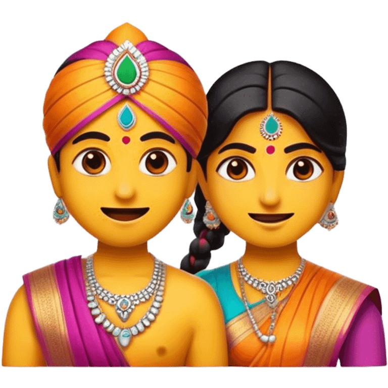 Cinematic Realistic Bollywood Pop Culture Emoji, featuring an energetic portrayal of Indian cinema rendered with dynamic textures and lively, colorful lighting. emoji