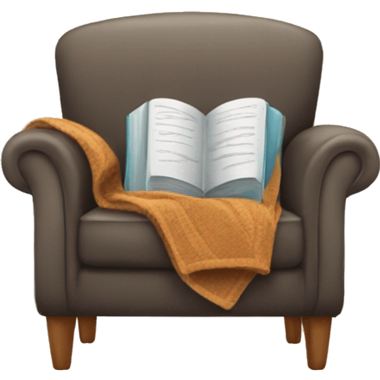 Armchair with blanket and book emoji