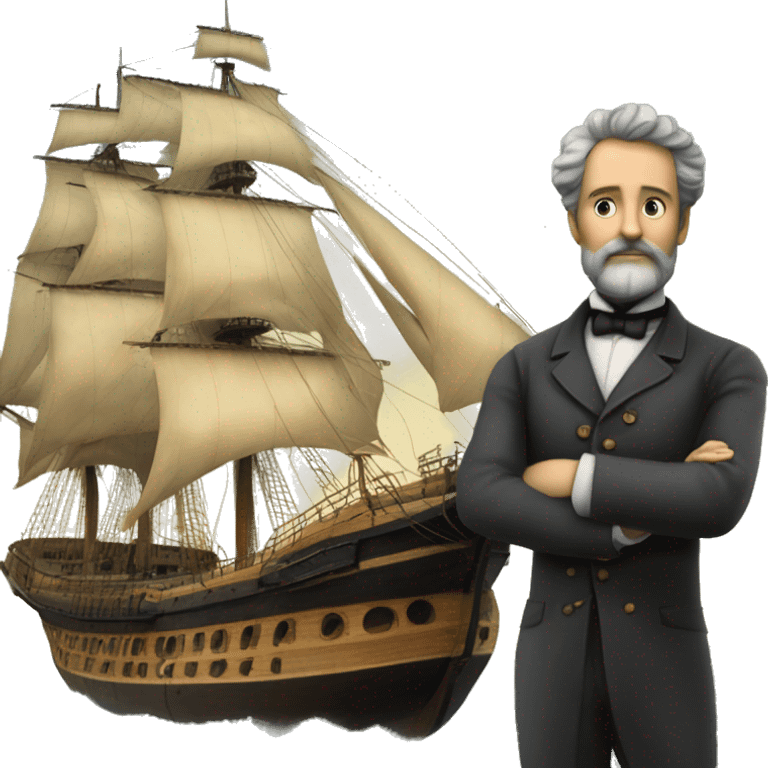 jules verne holds the ship in his hands emoji