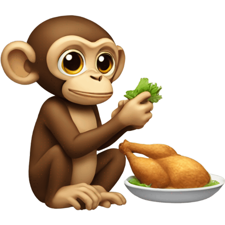 monkey eating chicken emoji