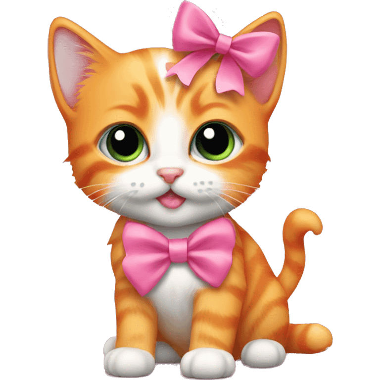 orange kitten with pink bow emoji