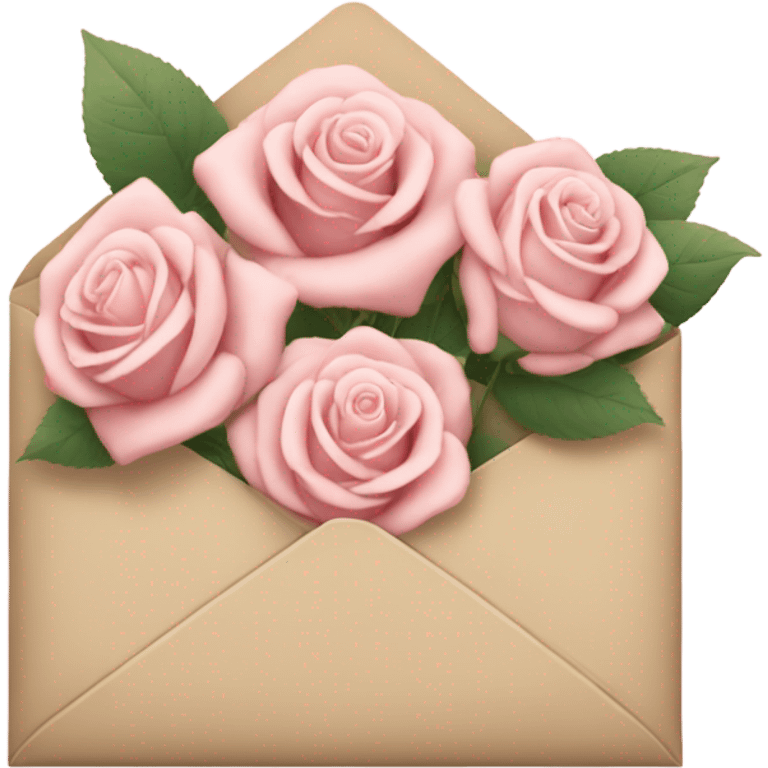 beige envelope with light pink roses emoji