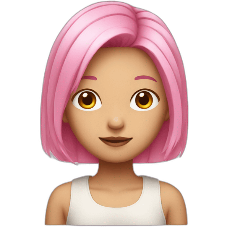 asian girl with pink hair emoji