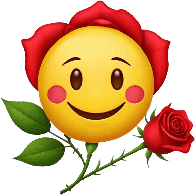 Smile emoji with rose in mouth emoji