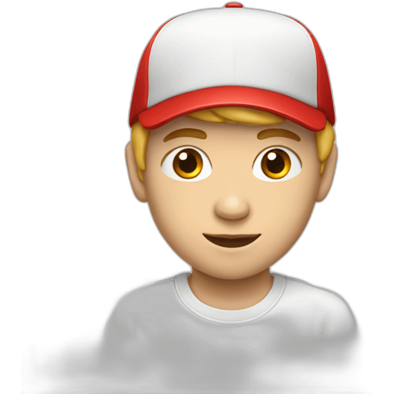 Young white boy with red cap emoji