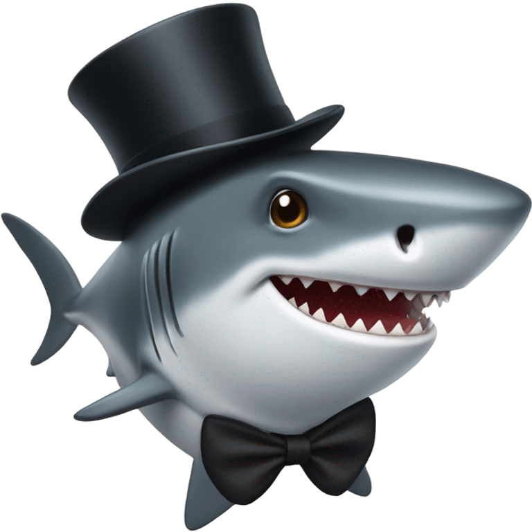 Shark with a top hat emoji