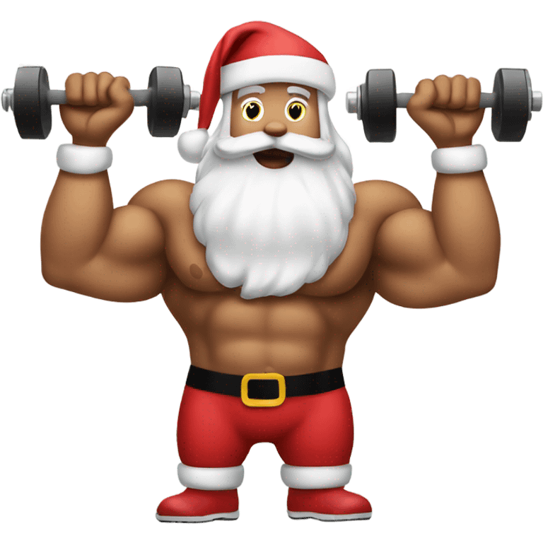 Santa working out with dumbbells  emoji