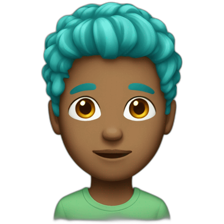 brown-skinned boy with turquoise hair emoji