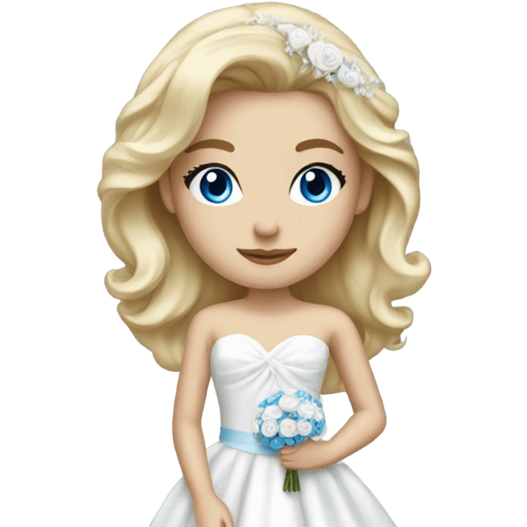 Beautiful blond girl with blue eyes and bowed wedding dress emoji