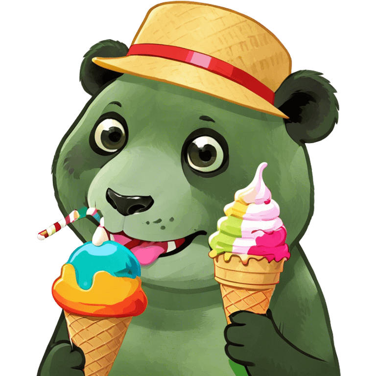 Panda eating ice cream emoji