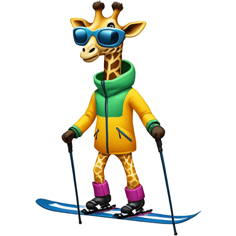 Giraffe skiing downhill emoji