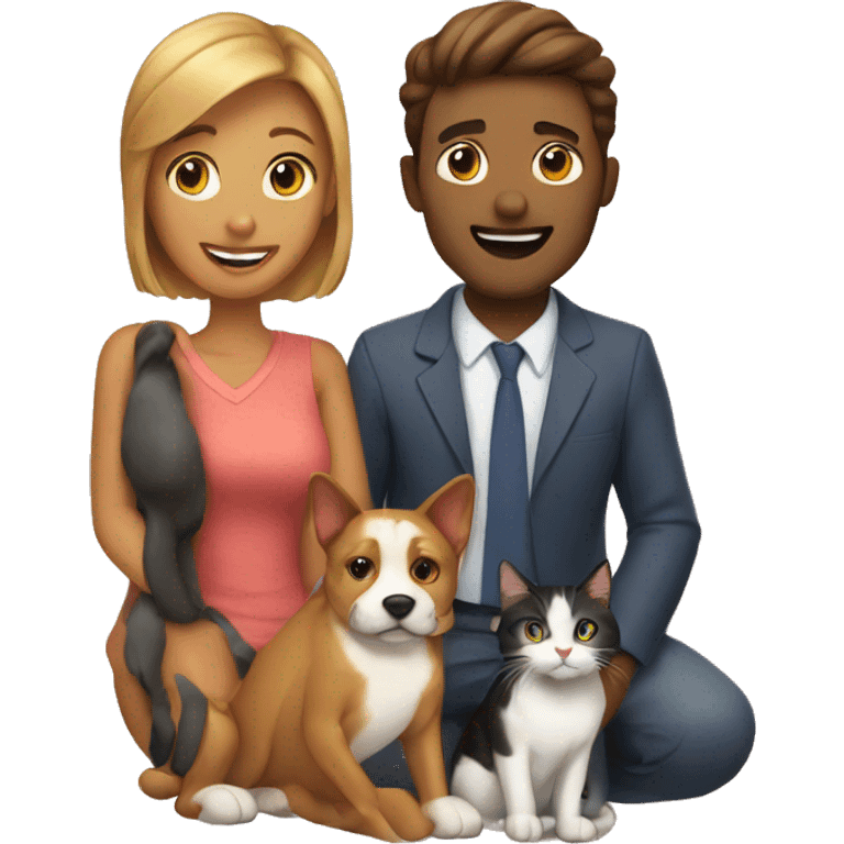 Couple with dog and cat emoji