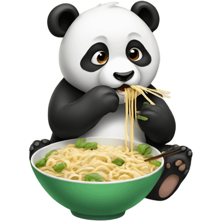 Panda eating noodles emoji