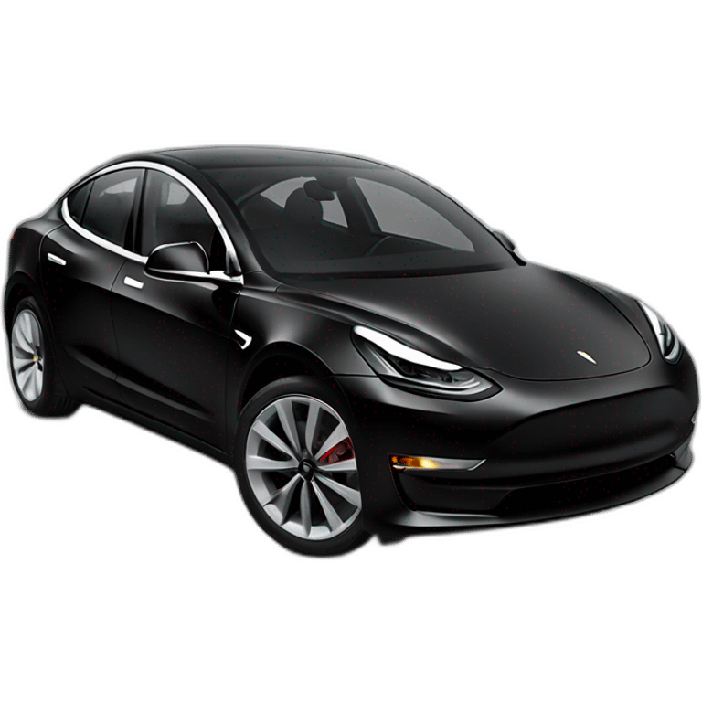 An black Tesla Model 3 at ludicrous speed side view emoji