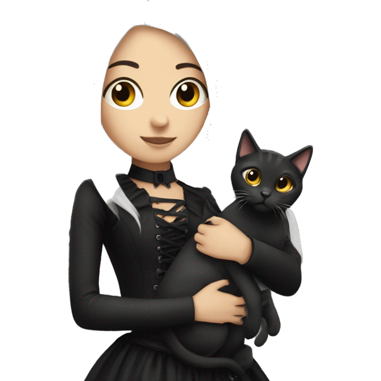 gothic girl holding cat emoji