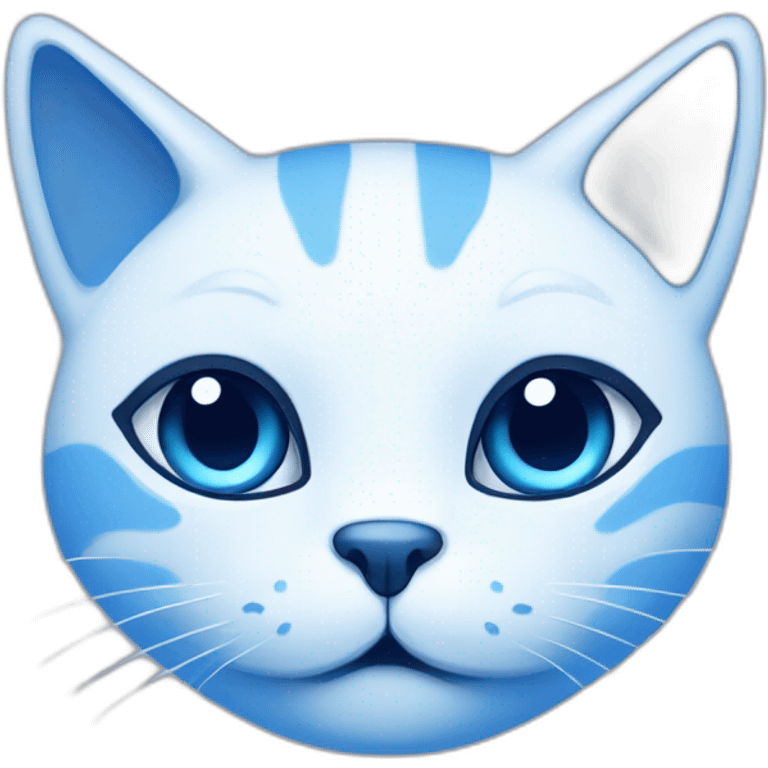 Blue simplistic sketch of a cute cat face emoji