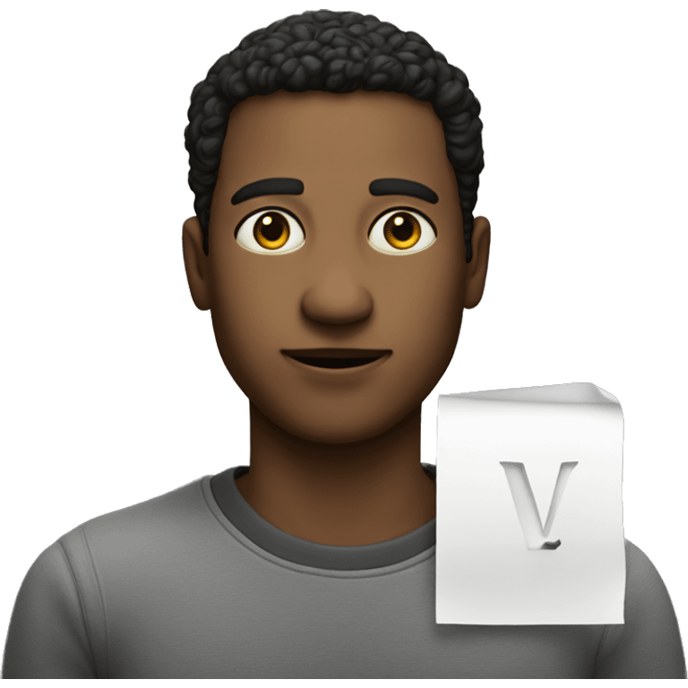 a full sized photo of a person with a letter V on chest emoji