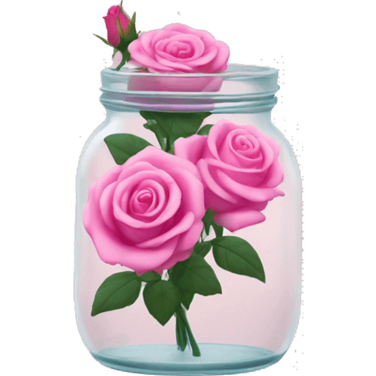 Pink roses in jar  emoji