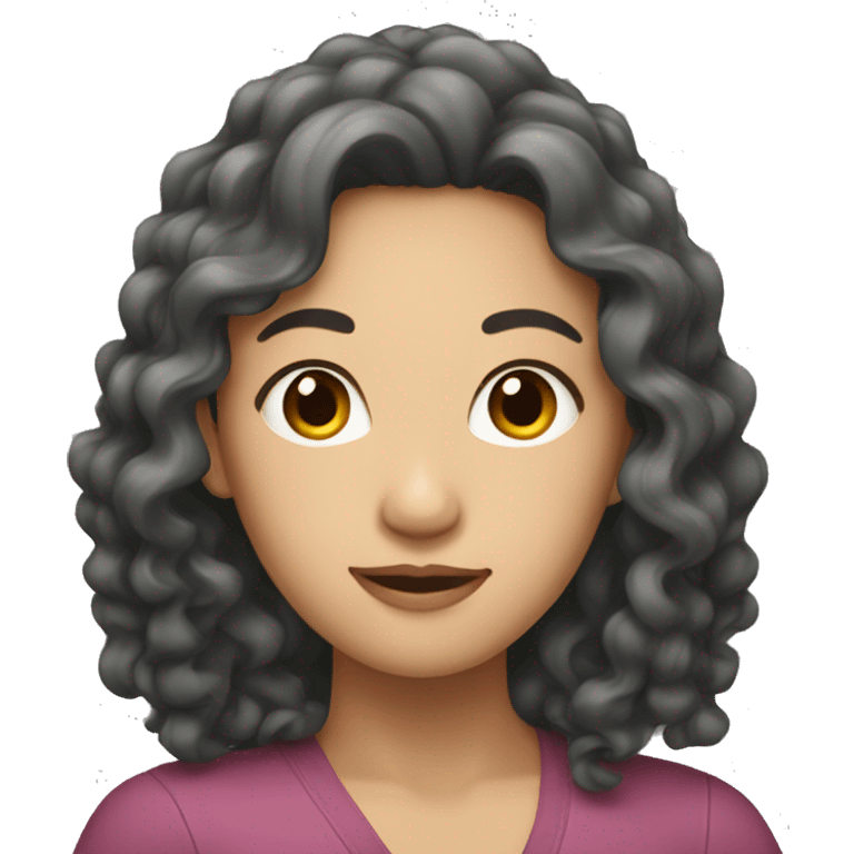 Asian woman with long curly hair emoji