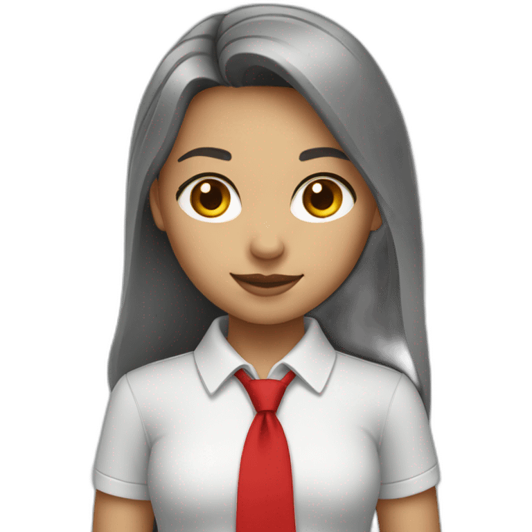 girl wearing a white polo and red necktie and grey skirt emoji