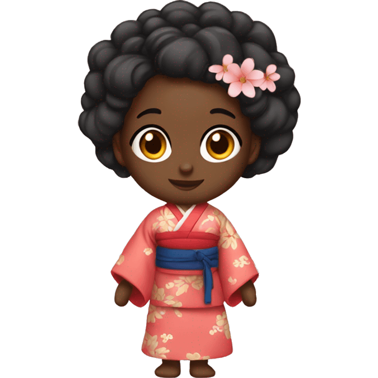 Black girl with kimono emoji