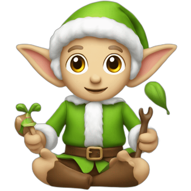 Elf making a toy emoji