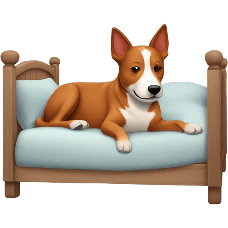 Red cattle dog in bed emoji