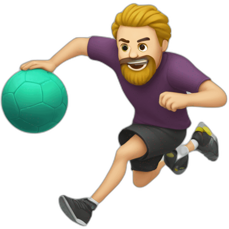 man with beard kicking virus as ball emoji