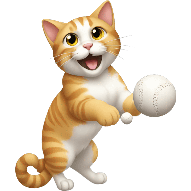 A cat is hitting the ball emoji