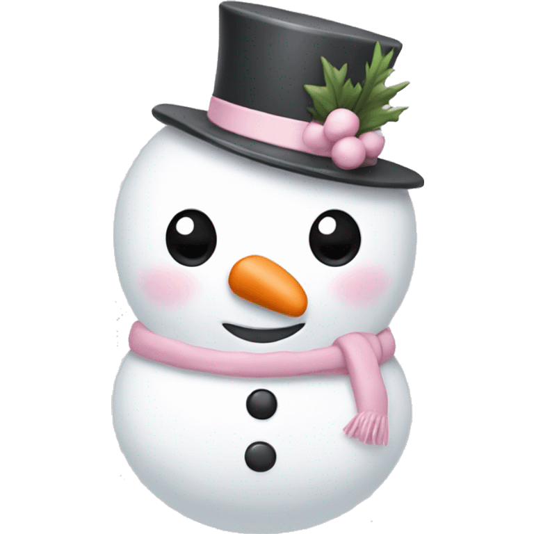 Cute white and light pink snowman emoji