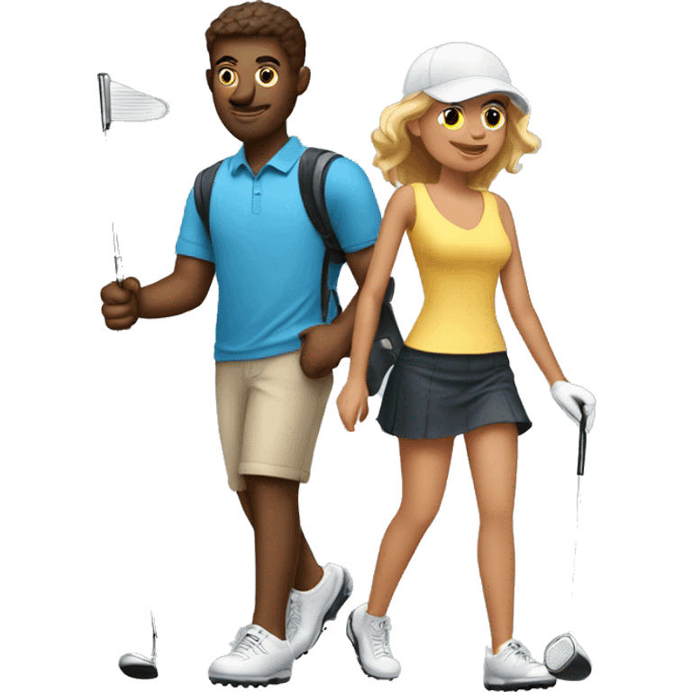 boyfriend that golfs with girlfriend who runs emoji