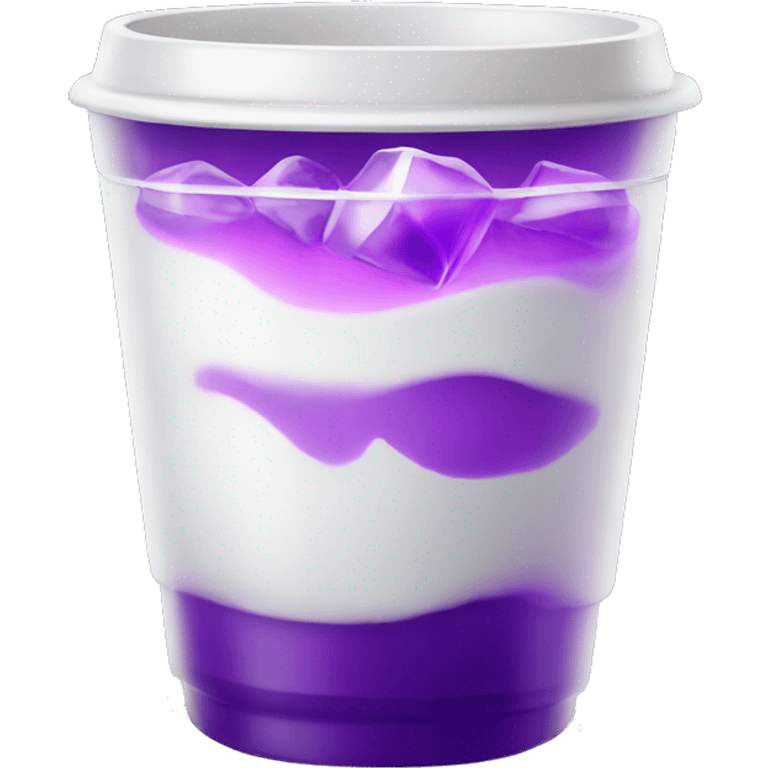 double white cup with purple drink and ice cubes emoji