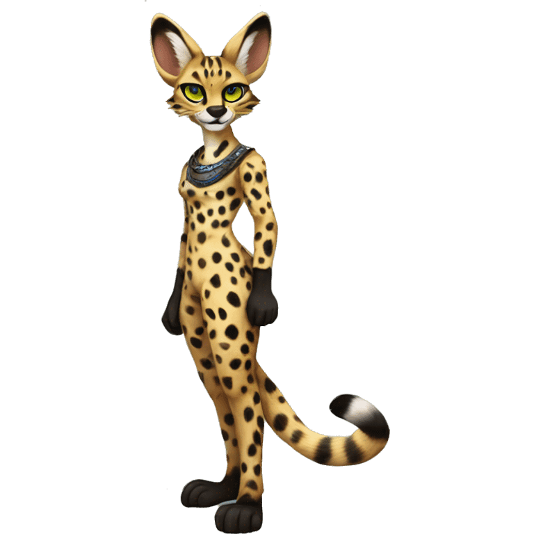 Anthro Epic Edgy Colorful Serval-Vernid full body emoji