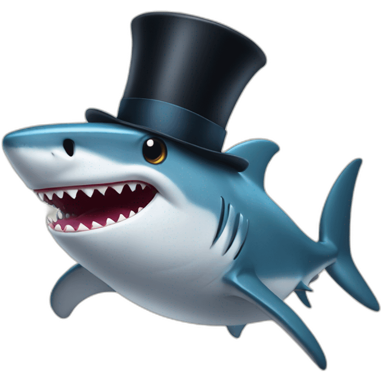 Shark with a top hat emoji