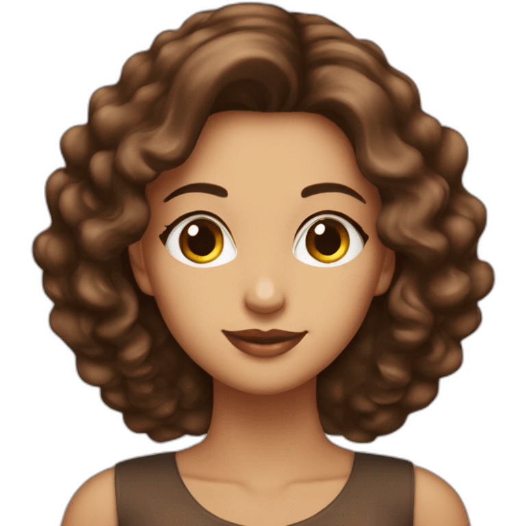 mujer de cabello cafe chocolate largo morenaclara  emoji