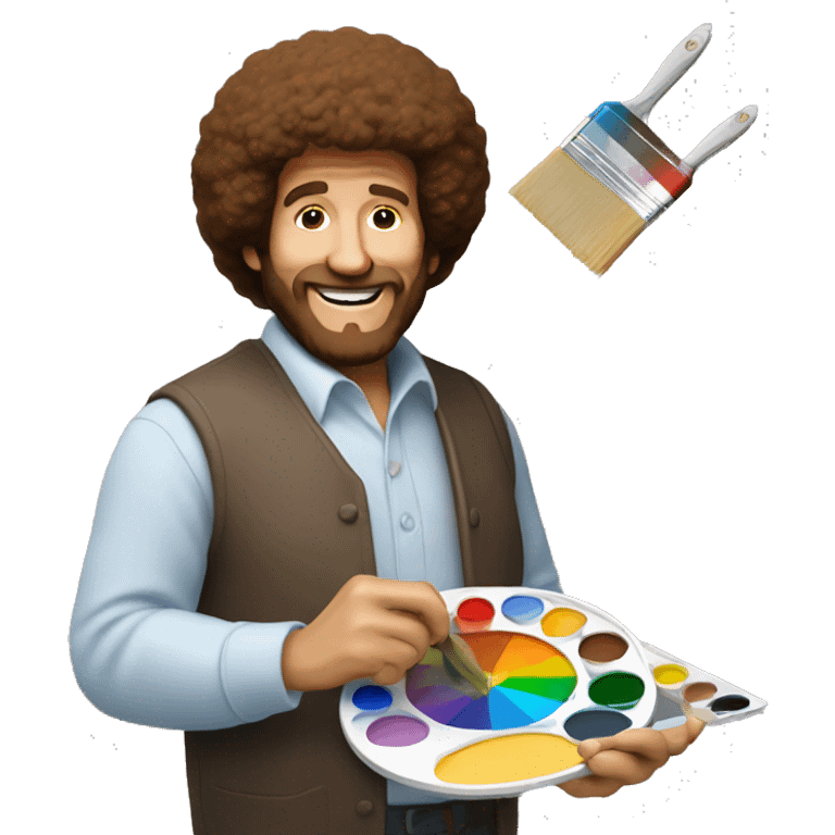 BOB ROSS HOLDING A PAINT PALETTE emoji