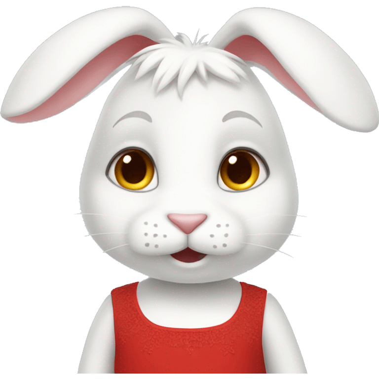 White bunny red dresses emoji