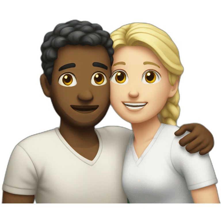 White Couple hugging each other emoji