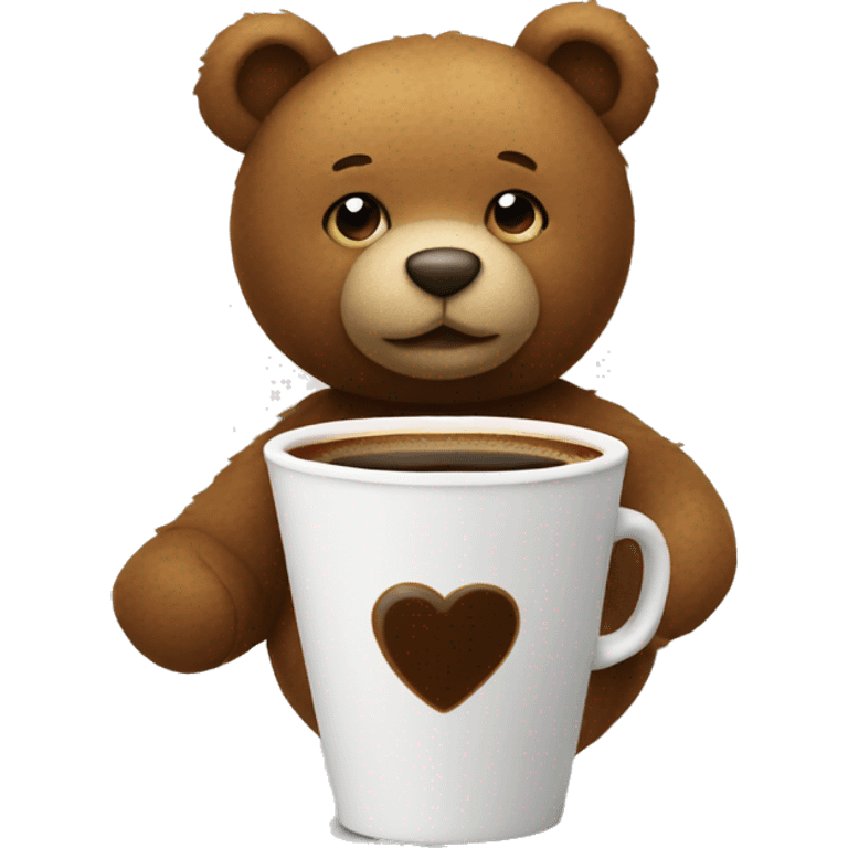 Teddy bear holding a coffee emoji