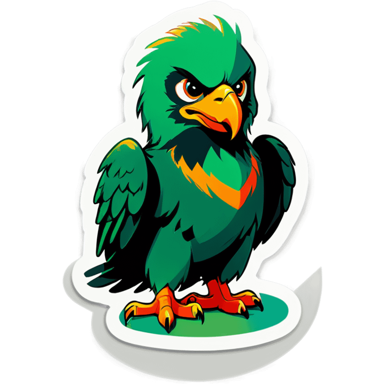 A Green eagle with a orange puppy emoji