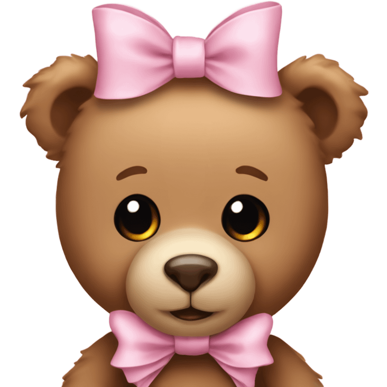 Teddy bear with light pink bow  emoji