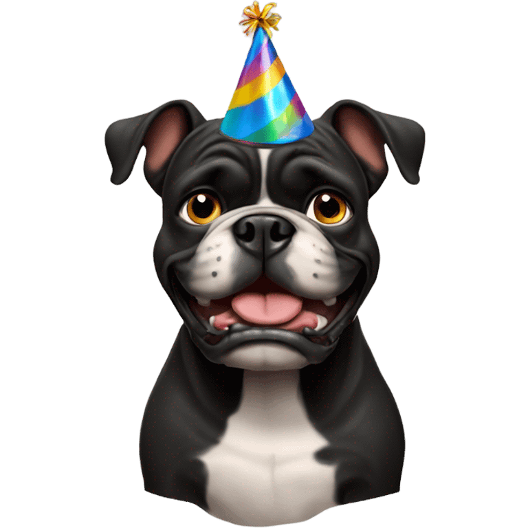 Black bulldog birthday emoji