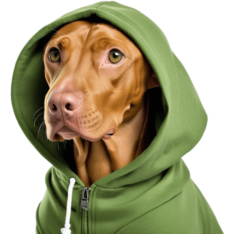 Hungarian vizla wearing a hoodie emoji