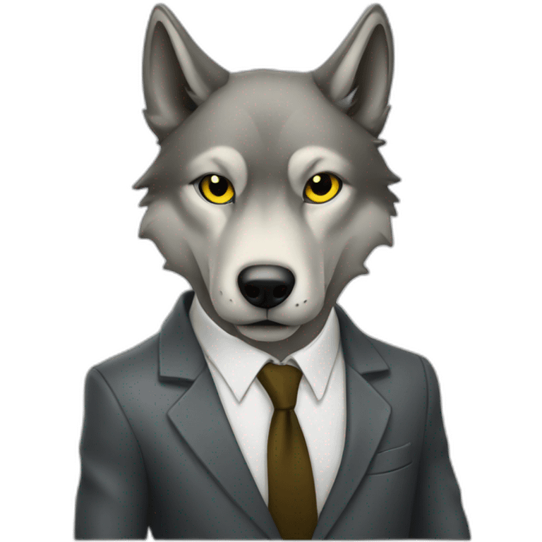 wolf with suit and dollar sign as his eyes emoji