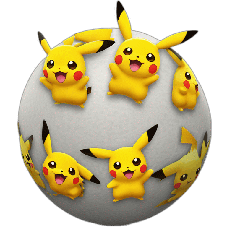 3d sphere with a cartoon Pikachu skin texture emoji