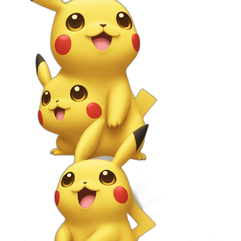 three heads pikachu emoji