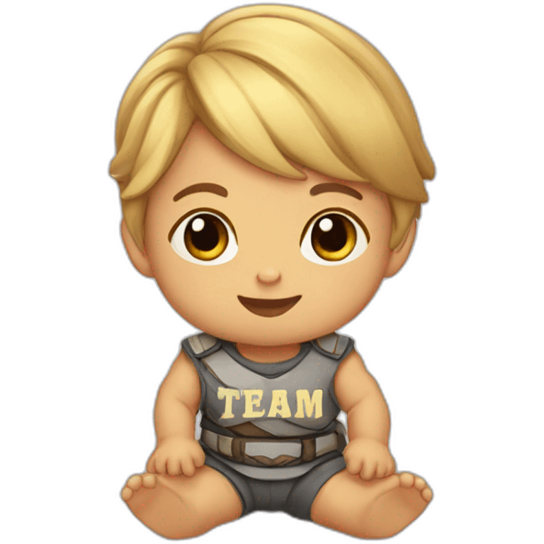 Cute baby warrior with shirt that says team hope emoji