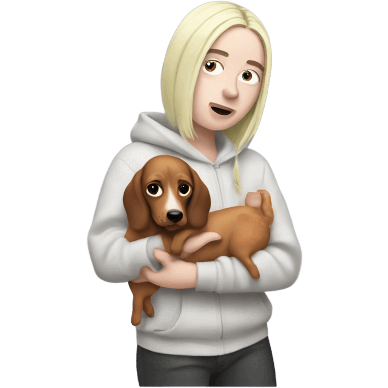 billie eilish holding a wiener dog emoji